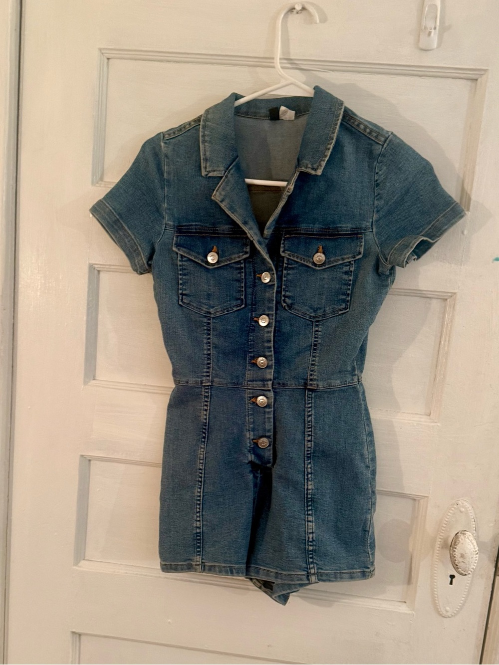 H&M Light Blue Denim Short Sleeve Romper